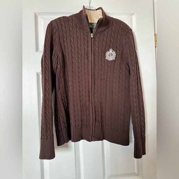 Ralph Lauren Other - Vintage Ralph Lauren Brown Zip-Up Cable Knit Sweater